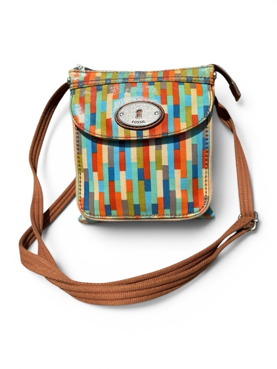 Fossil Handbags - EUC Fossil Key-Per Geometric Striped Pattern Vintage Crossbody Bag